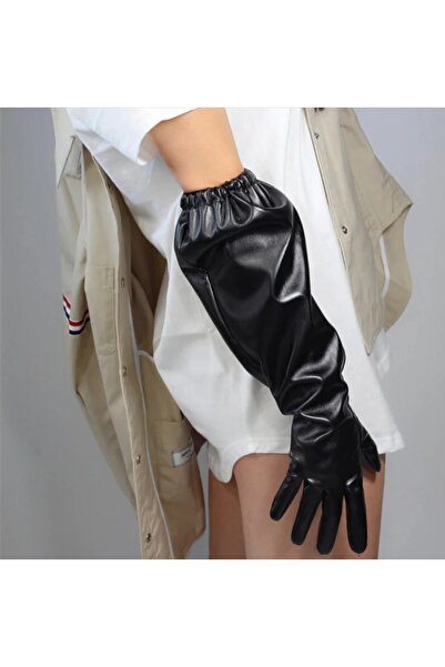 es moda shop قفازات الحفلات الجلدية Azura باللون الأسود