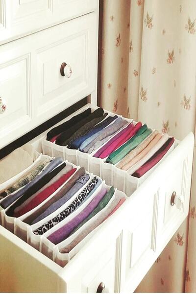 MİMYA HOME Organizator de eșarfe cu 8 compartimente, mărimea L