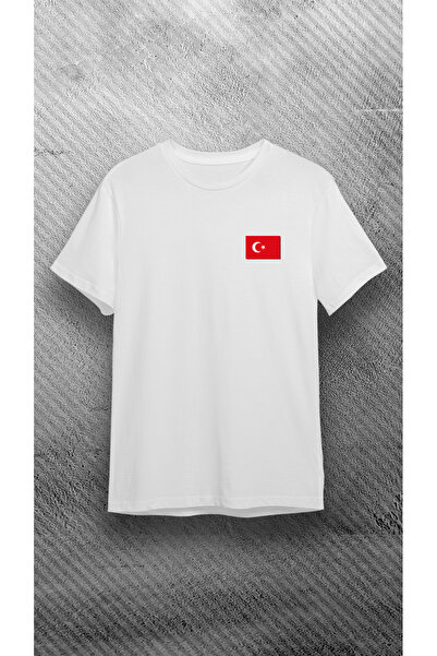 VİZYON İKRA تيشيرت جيرسيه أبيض 100% قطن مطبوع عليه علم تركي في 29 أكتوبر