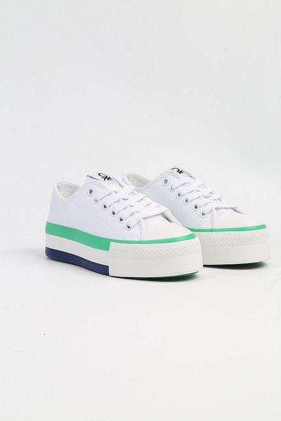 Benetton ® |   BN-30937 - 3114 White Green - Γυναικεία αθλητικά παπούτσια