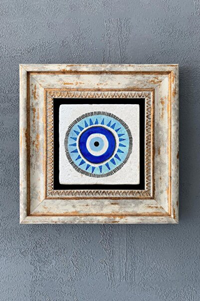Oscar Stone Decor Çerçeveli Taş Duvar Dekoru Tablo 20cm X 20cm Nazar Boncuğu ...