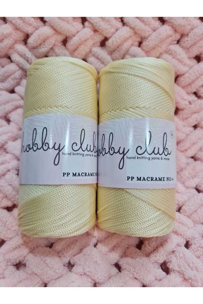 hobby club [2 Pieces] 200 gr Polyester Macrame Cream Medium Thick Plate and Bag Thread Crochet No 3.5 or 4