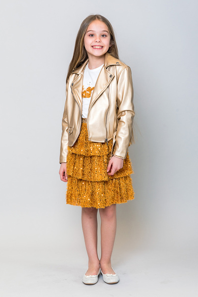 incity Palton din piele cu curea pentru fete