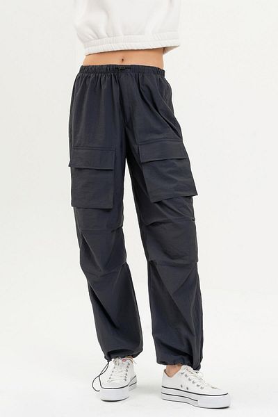 its basic Women's Anthracite Parachute Fabric Cargo Pocket Jogger Pants