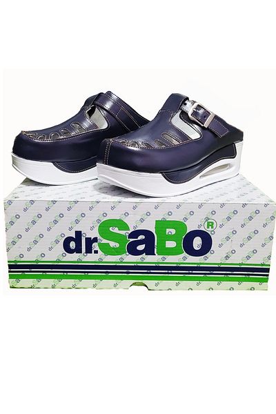 DR SABO شبشب سابو نسائي من الجلد الطبيعي لتقويم العظام باللون الأزرق الداكن Airmax