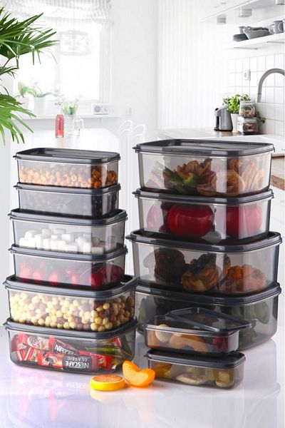 Open Home Concept Set of 12 Rectangular Storage Container Set - Platinum Series