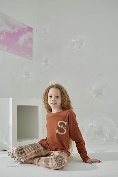 Sevim Кольоровий комплект піжами з довгими рукавами для дівчаток - C8T5N6O5