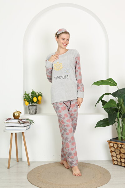 Tamay Boxer طقم بيجامة من القطيفة من الصوف المزدوج المزخرف بأوراق شجر ناعمة ل...