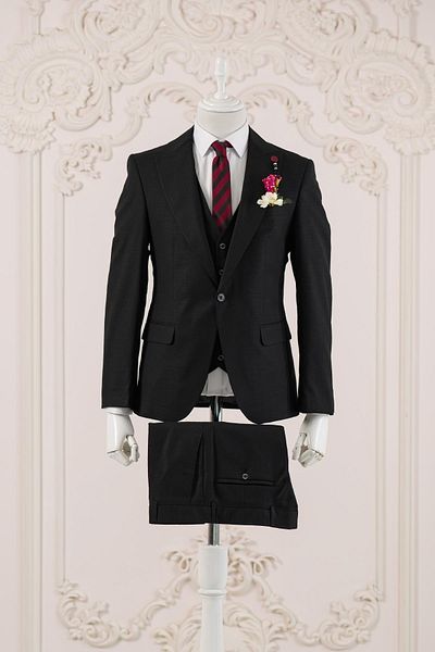 AKÇAYLAR Ανδρική φόρμα Slimfit γιακά με διπλό σκίσιμο γιλέκο με μονό κουμπί
