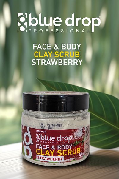 Ostwint Clay Face - Body Peeling Scrub, Cleansing Smoothing Circulation Accelerator, Strawberry 480ml