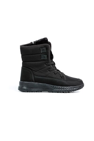 ALTUNTAŞ Women - Girls - Unisex Winter Fur Zippered Anatomical Sole Winter Boots - Black