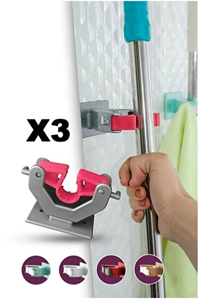 Genel Markalar 3 Adet Paspas Süpürge Fırça Ve Mop Askısı Sap Tutucu Mutfak Ba...