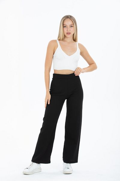 Werox&Jns Relaxed Cut High Waist Stretch Knitted Trousers