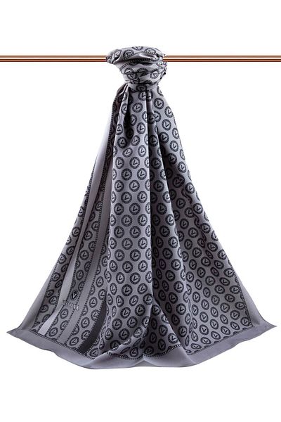 Vissona Γυναικείο σάλι πολυτελείας Medina Silk Grey-3