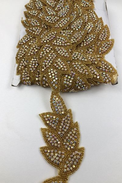 Hobigram Decorative Strip Leaf Patterned Janjan Iron-On Stone Strip – Decorative Strip, Stylish Design –