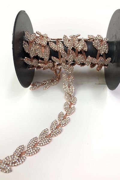 Hobigram Διακοσμητική λωρίδα Copper Leaf Model Crystal Stone Strip Border – Διακοσμητική λωρίδα, κομψή σχεδίαση – Deko