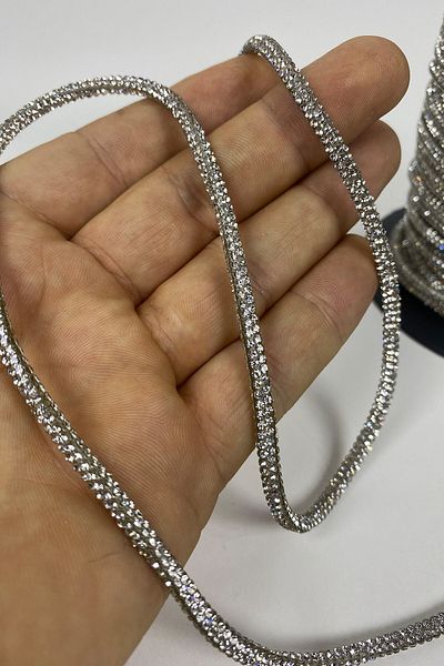 Hobigram Decorative Strip Silver Full Stone Pipe Strip Cord – Decorative Strip, Stylish Design – Decorative Strip