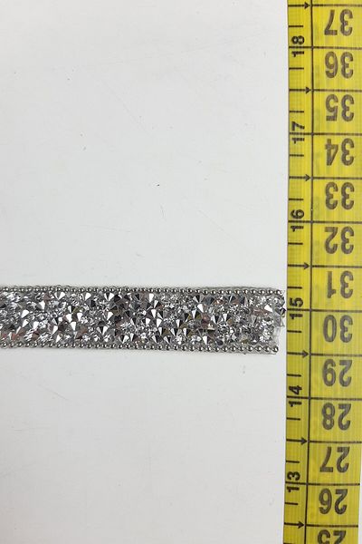 Hobigram Decorative Ribbon Silver Color Chain Iron-On Beaded Ribbon – Decorative Ribbon, Stylish Design –