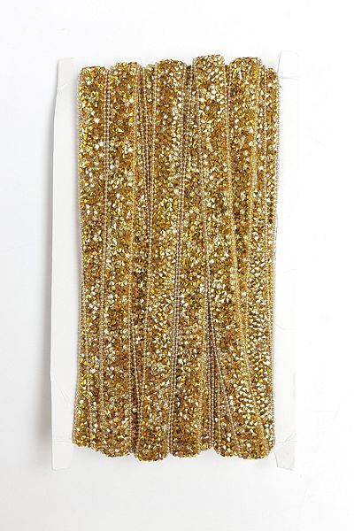 Hobigram Decorative Ribbon Gold Yellow Chain Iron-On Beaded Ribbon – Decorative Ribbon, Stylish Design