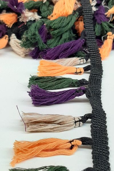 Hobigram Decorative Ribbon Yellow Purple Green Cotton Fringe Tassel – Decorative Ribbon, Stylish Design, Women's Accessory –