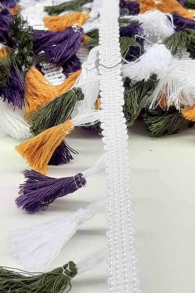 Hobigram Decorative Ribbon Yellow Green Purple Cotton Fringe Tassel – Decorative Ribbon, Stylish Design, Women's Accessory –