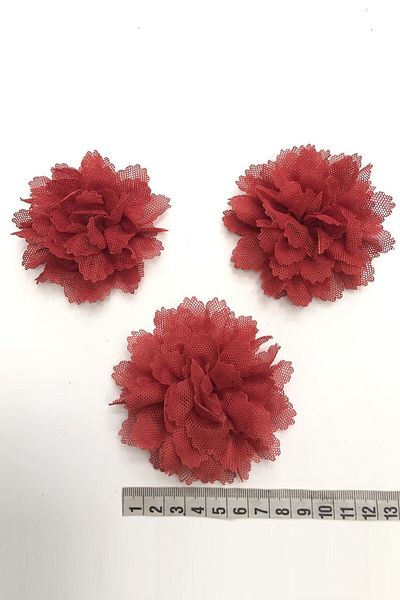Hobigram Decorative Ribbon Red Color Shiny Tulle Flower – Decorative Ribbon, Stylish Design, Women's Accessory – D