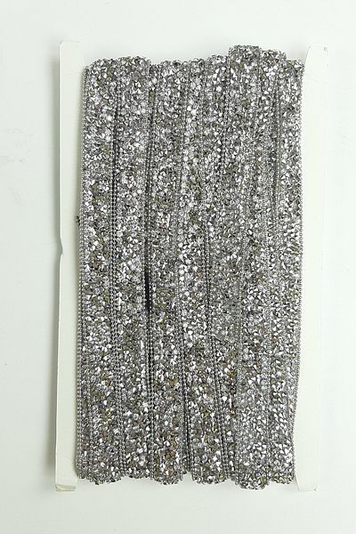 Hobigram Decorative Ribbon Silver Color Chain Iron-On Beaded Ribbon – Decorative Ribbon, Stylish Design –