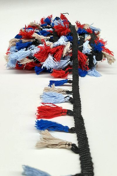 Hobigram Decorative Ribbon Light Blue Red Saks Blue Cotton Fringe Tassel – Decorative Ribbon, Stylish Design – D
