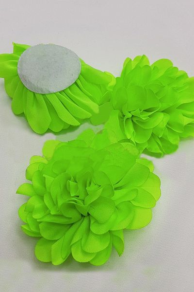 Hobigram Decorative Ribbon Neon Green Color Chiffon Flower 9 cm – Decorative Ribbon, Stylish Design, Women's Accessory –