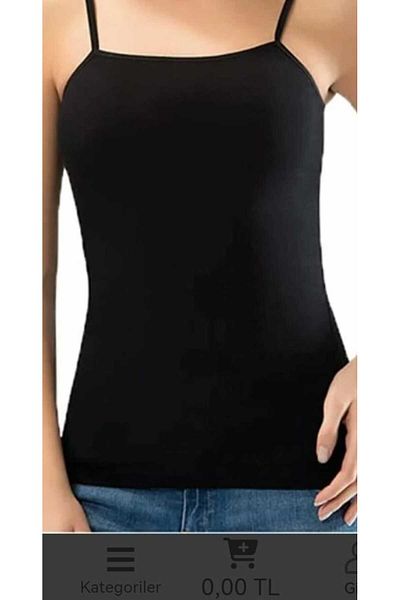 KOTA Women's Rope Strap Cotton Black Undershirt