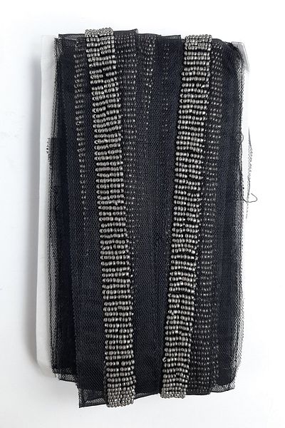 Hobigram Decorative Ribbon Anthracite Smoked Bead Embroidered Ribbon – Decorative Ribbon, Stylish Design, Women's Accessory