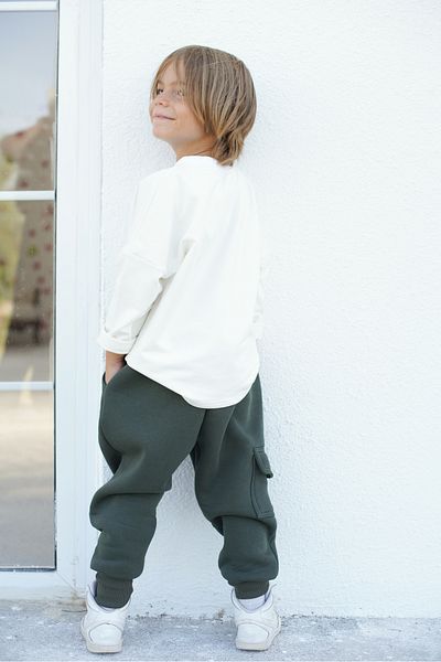Catz Kids Children's Tracksuit Set - 3 Thread Ribbed Tracksuit with Side Pockets - Cream Combed Cotton Sweat