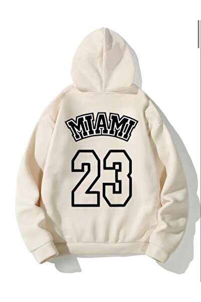 ELLYBUTIK Unisex 23 Miami Printed Hooded Oversize Sweatshirt
