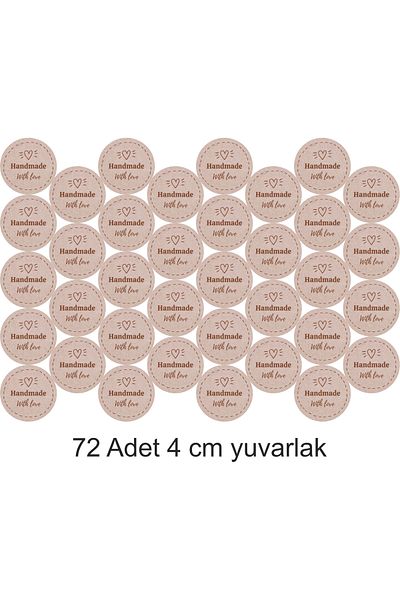 Atölye7Tasarım 72 bucăți 4 cm bej rustic handmade dragoste inimă cerc etichetă autocolant ambalaj cadou Cadouri de petrecere