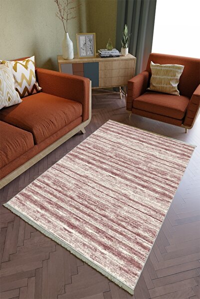 10 Post Online Salon Halısı Otantik Bordo Bej Yolluk Kaymaz Yuvarlak Oval Kes...