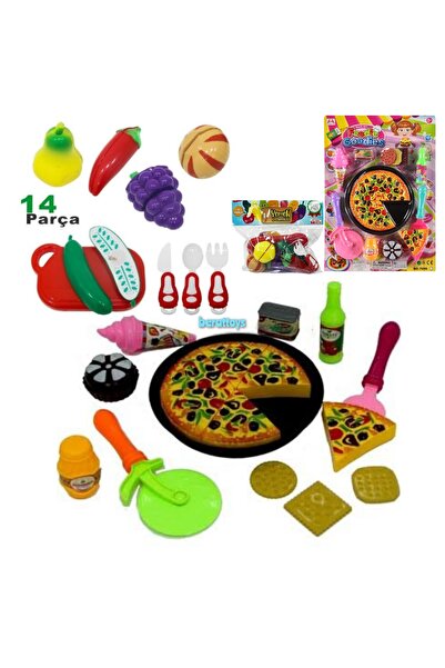 berattoys 30 PCS kesilen meyve sebze ve kesilen tepsili pizza seti oyuncak me...