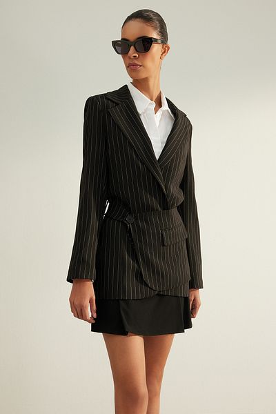 Trendyol Collection Черно висококачествено вталено сако с подплатен тъкан блейзър TWOAW24BC00005