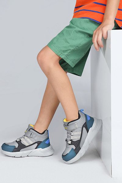 Jump 27823 Klettverschluss Grau - Schwarz Unisex Kinder Winterstiefel Sneakers