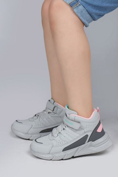 Jump 27823 Velcro Gri deschis - Cizme de iarnă pentru fete roz