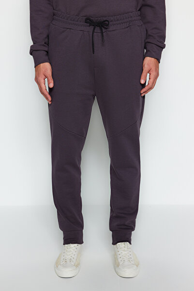 Trendyol Collection Anthracite Limited Edition Regular/Normal Cut Thick Jogger Sweatpants with Zipper Pockets Tmnaw24Ea00003