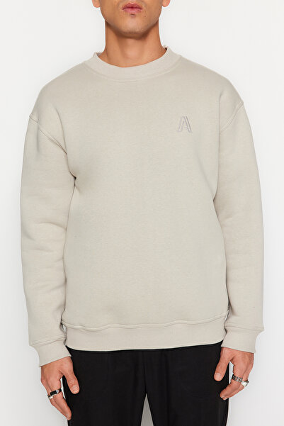 Trendyol Collection letter Embroidered Oversize mikina - Poloviční rolák TMNAW24sw00046