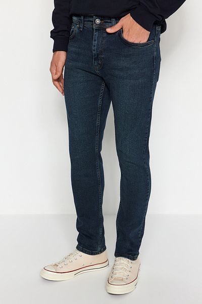 Trendyol Collection Sötétkék Slim Fit rugalmas szövet farmer farmer nadrág TMNAW24JE00007