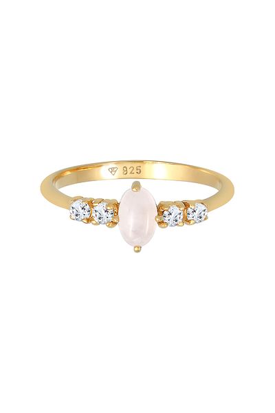 ELLI Ring Damen Oval Verlobung Elegant Funkelnd Mit Rosenquarz Und Topas In 925 Sterling Silber