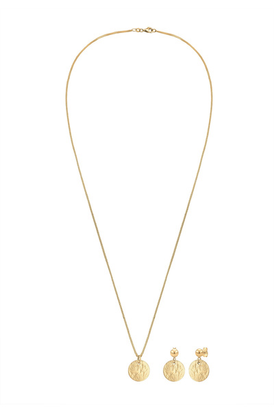 ELLI Schmuckset Plättchen Organic Kette Ohrhänger 925 Silber