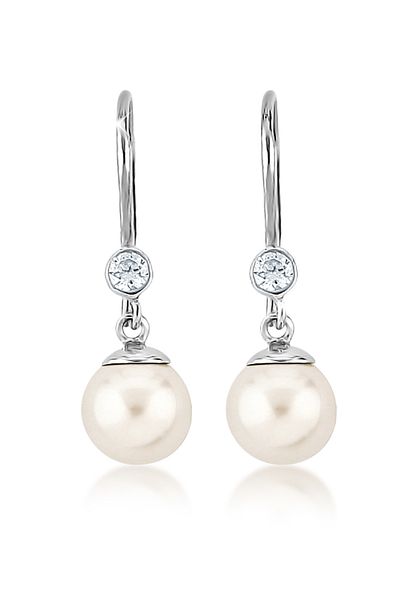 Nenalina Ohrringe Zirkonia Synthetische Perle 925 Silber