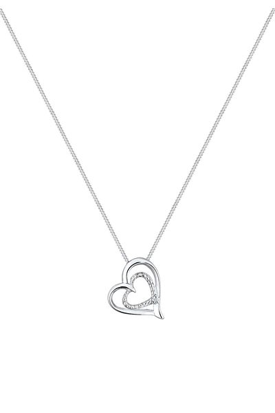 ELLI Halskette Herz Liebes Diamant (0,015 ct.) 925 Silber