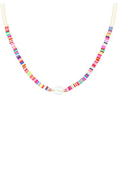 ELLI Halskette Damen Boho Perlen bunte Kauri Muschel in 925 Sterling Silber vergoldet