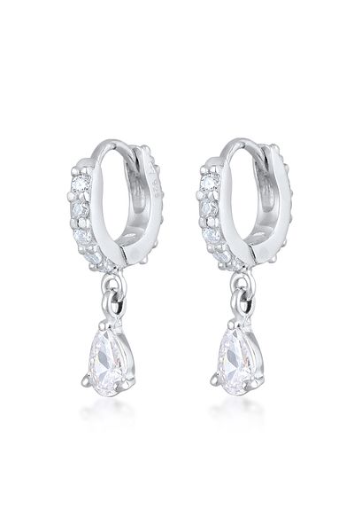 ELLI Ohrringe Creolen Zirkonia Tropfen Elegant 925 Silber
