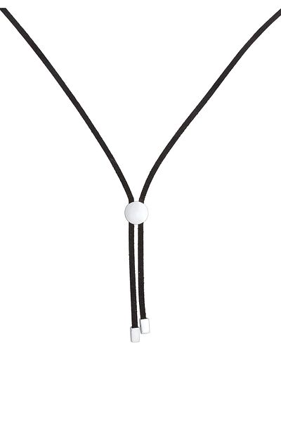 ELLI Halskette Leder Schwarz Synthetisch Disc Element 925 Silber