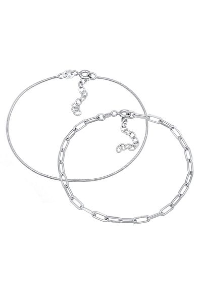 ELLI 2er-Set Armband 925 Silber Glieder Basic Schlangenkette